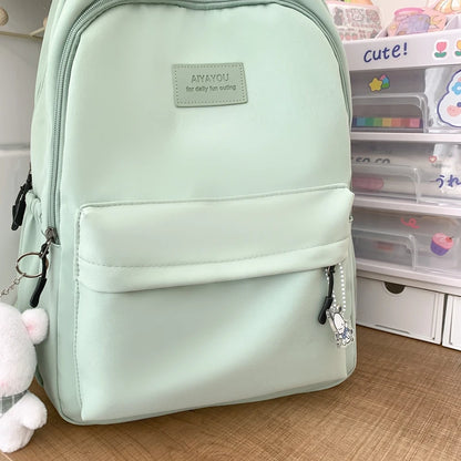 Trendy high-capacity waterproof college backpack with laptop compartment for girls