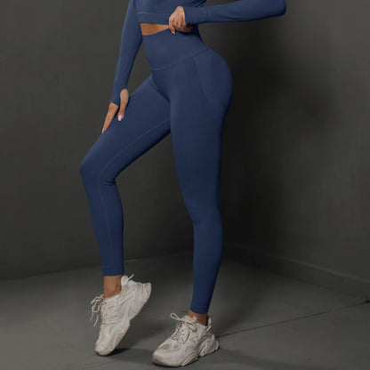 Seamless high-waist booty lifting gym leggings for women – breathable yoga and fitness pants