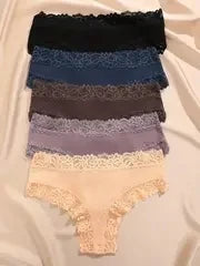5pcs women’s cotton floral lace panties set with soft patchwork briefs