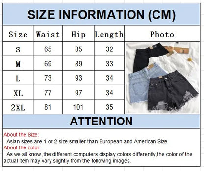 Women’s Korean high-waist ripped denim shorts with tassel pocket detail in blue