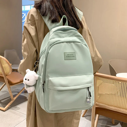 Trendy high-capacity waterproof college backpack with laptop compartment for girls