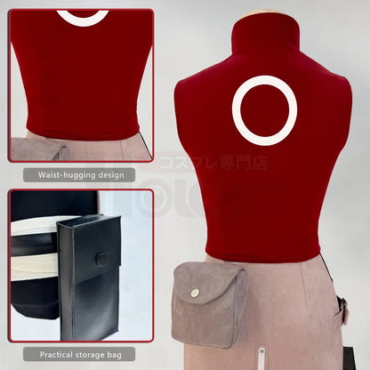 Haruno Sakura Cosplay Set – Anime Costume with Top, Skirt, Shorts & Pouch