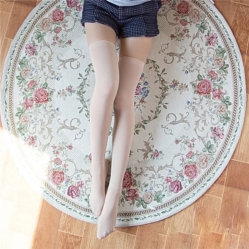 Women’s thigh high striped nylon socks, sexy over-the-knee long stockings, and leg warmers