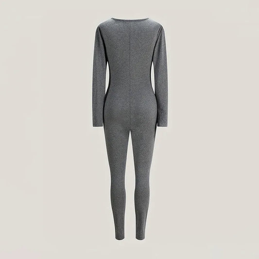Gray bodysuit on a light gray background
