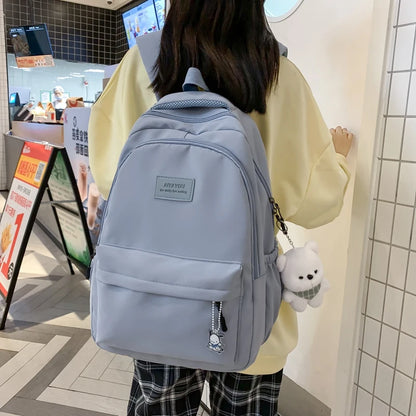 Trendy high-capacity waterproof college backpack with laptop compartment for girls