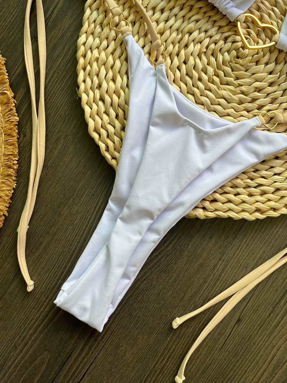 Sexy halter bikini set with Brazilian thong bottoms – women’s two-piece solid color swimwear