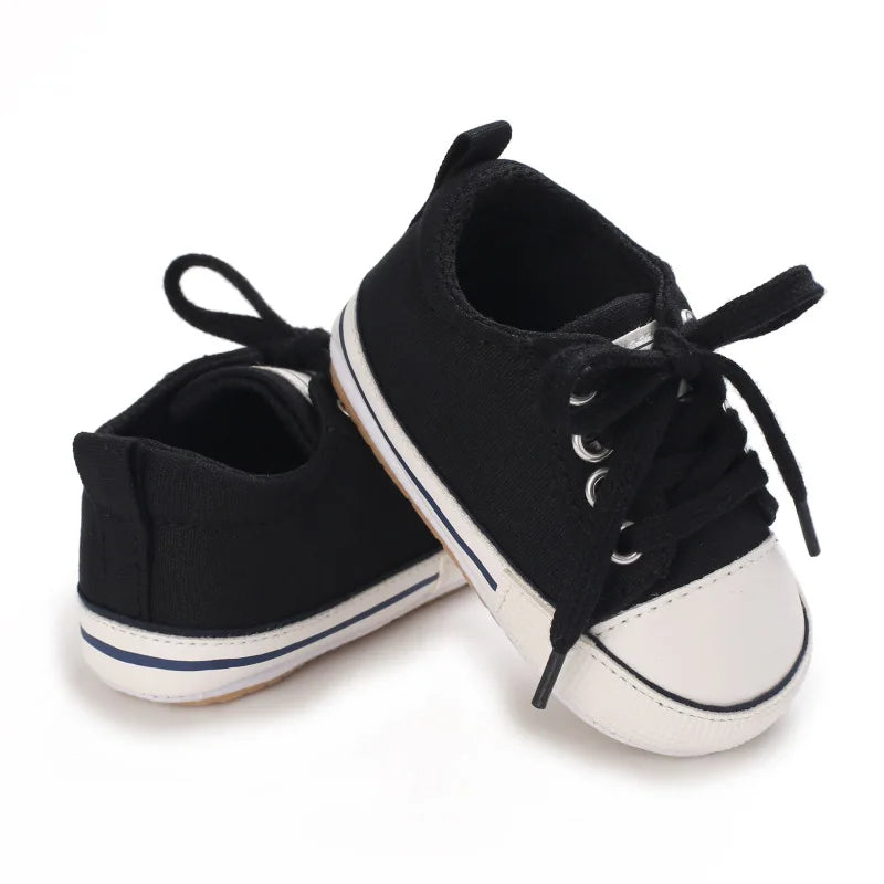 Meckior baby sneakers, soft canvas shoes with non-slip rubber sole for boys and girls 0-18 months, comfortable unisex baby shoes