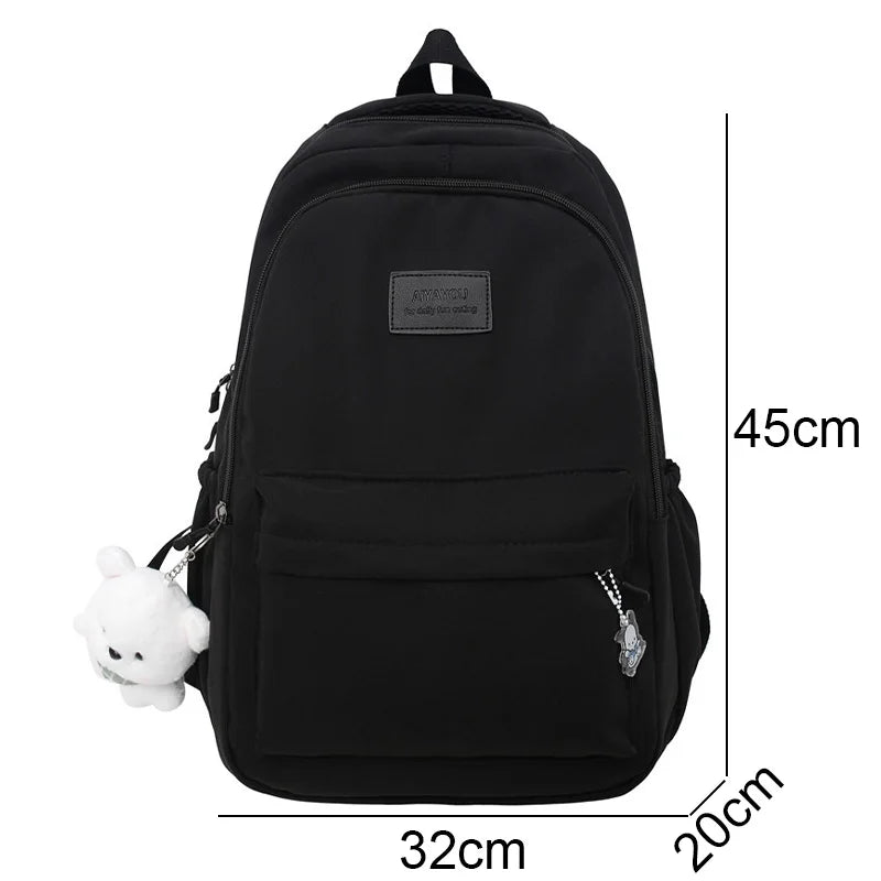 Trendy high-capacity waterproof college backpack with laptop compartment for girls