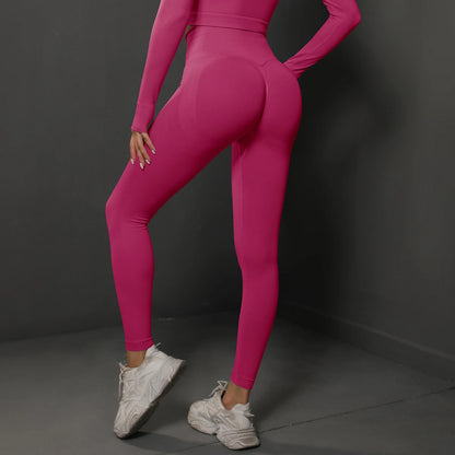 Seamless high-waist booty lifting gym leggings for women – breathable yoga and fitness pants