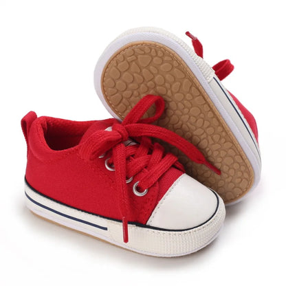 Meckior baby sneakers, soft canvas shoes with non-slip rubber sole for boys and girls 0-18 months, comfortable unisex baby shoes