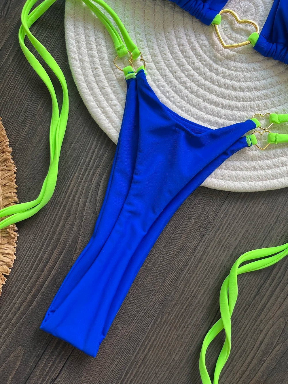 Sexy halter bikini set with Brazilian thong bottoms – women’s two-piece solid color swimwear