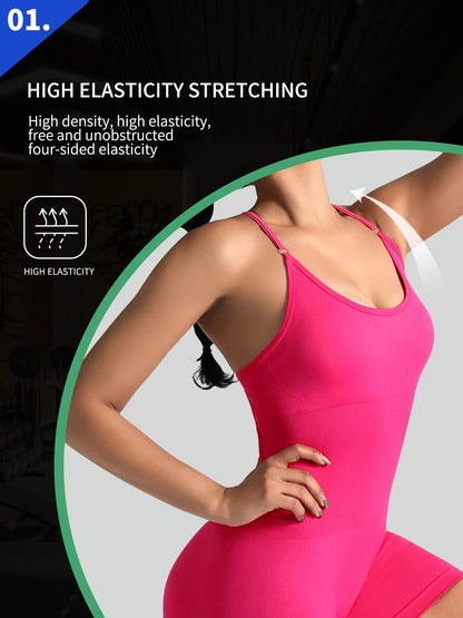 Sleek one-piece yoga jumpsuit for women, stretchy and breathable fitness bodysuit ideal for workouts and yoga