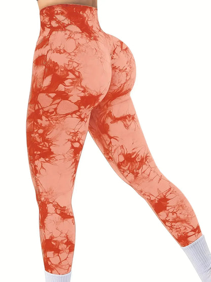 Tie Dye Seamless Peach Lift Leggings – Scrunch Butt High Waist Yoga Pants