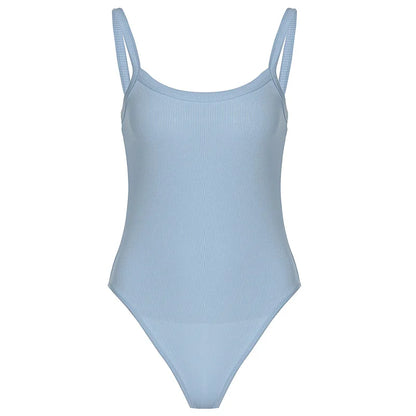Women’s white strap solid bodycon sleeveless summer bodysuit, slim fit casual top