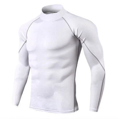 White long-sleeve athletic shirt on a white background