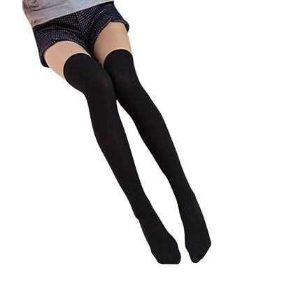 Women’s thigh high striped nylon socks, sexy over-the-knee long stockings, and leg warmers