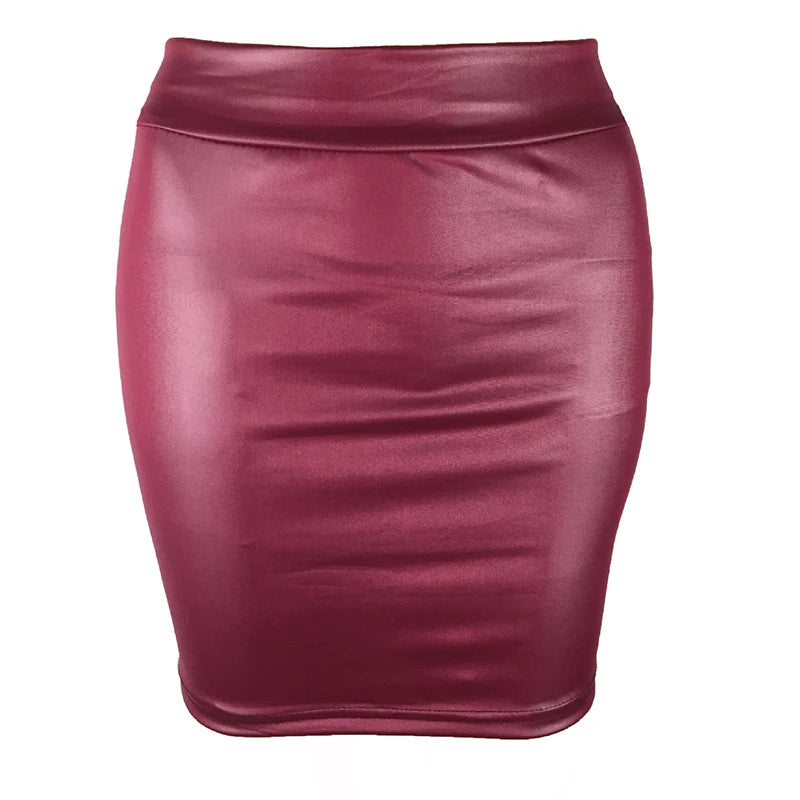 Women’s Matte PU Leather Slim Mini Skirt – High Waist Korean Streetwear