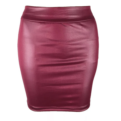 Women’s Matte PU Leather Slim Mini Skirt – High Waist Korean Streetwear