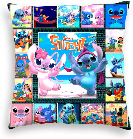 Kawaii Disney Stitch Double-Sided Print Pillowcase | Cute Anime Figure Pillow for Kids’ Room Decor & Gifts