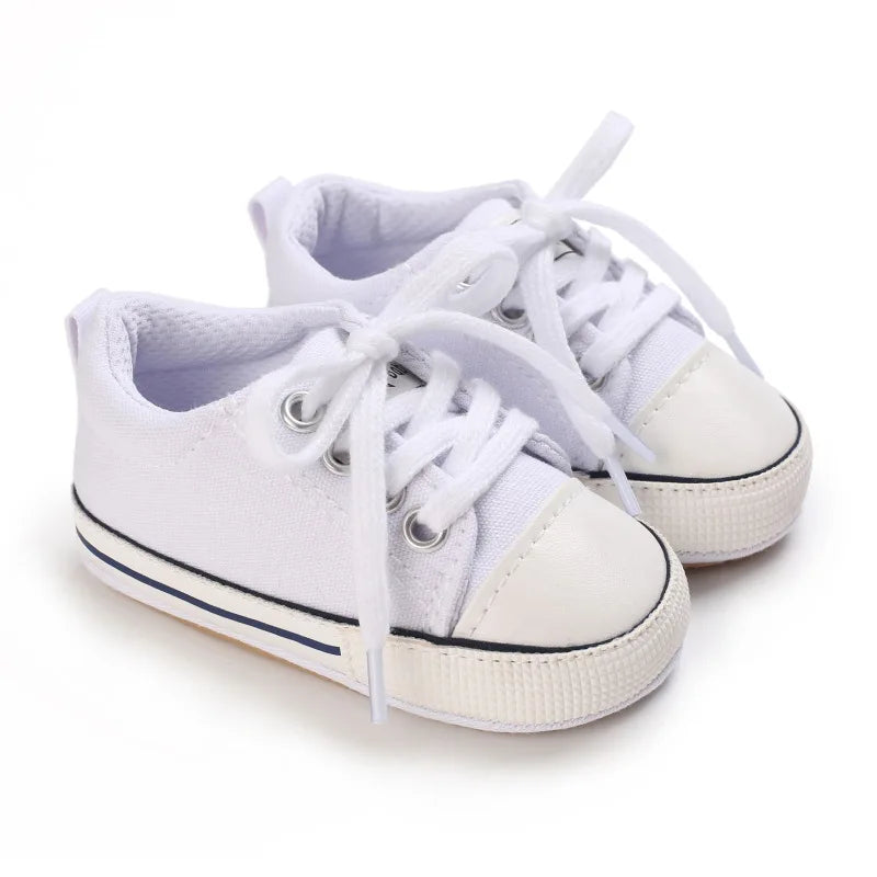 Meckior baby sneakers, soft canvas shoes with non-slip rubber sole for boys and girls 0-18 months, comfortable unisex baby shoes