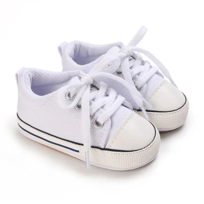 Meckior baby sneakers, soft canvas shoes with non-slip rubber sole for boys and girls 0-18 months, comfortable unisex baby shoes