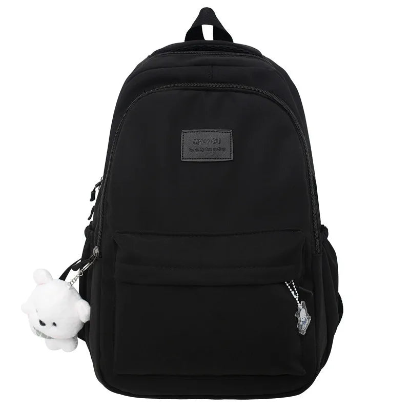 Trendy high-capacity waterproof college backpack with laptop compartment for girls