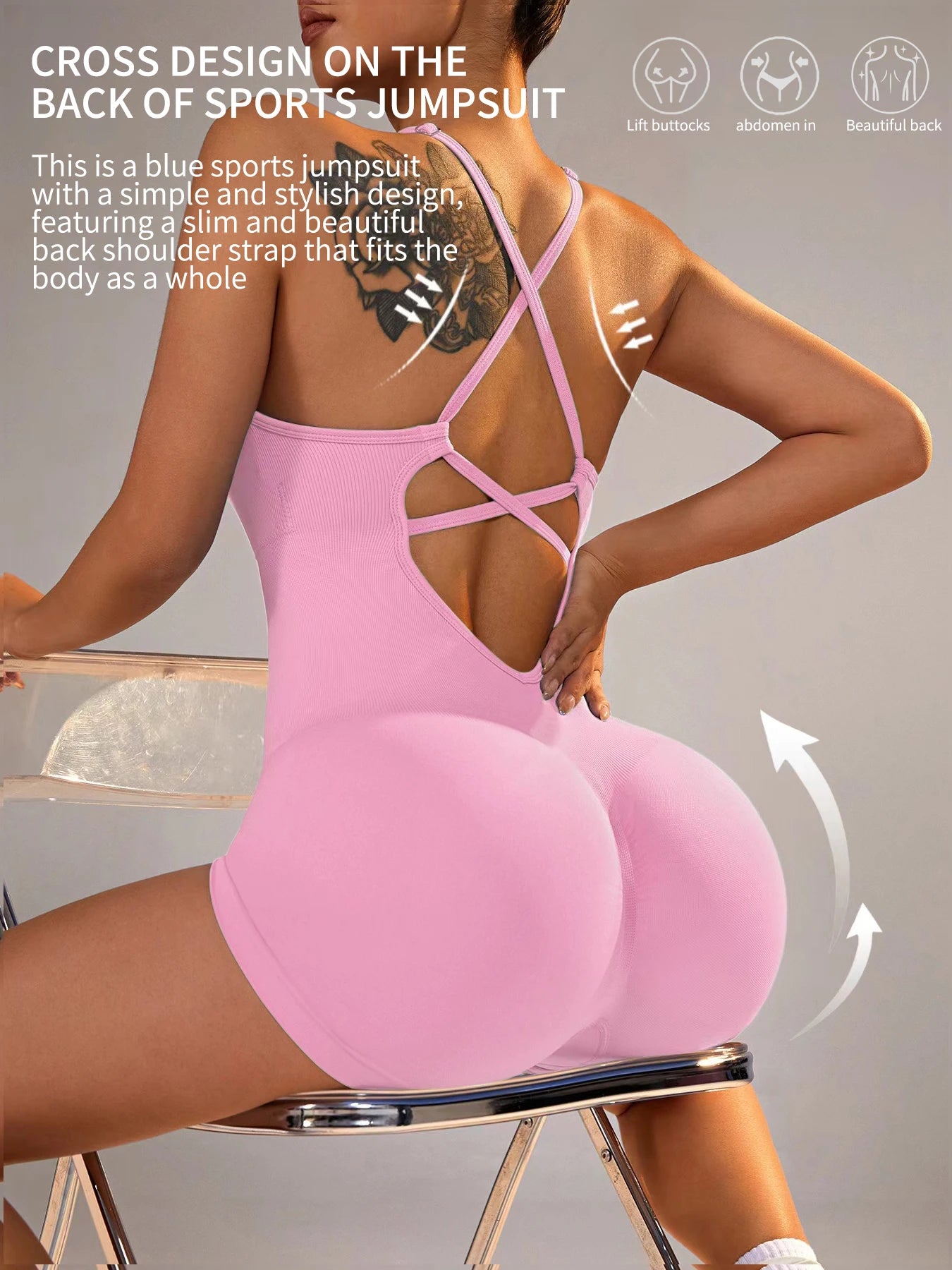 Sleek one-piece yoga jumpsuit for women, stretchy and breathable fitness bodysuit ideal for workouts and yoga