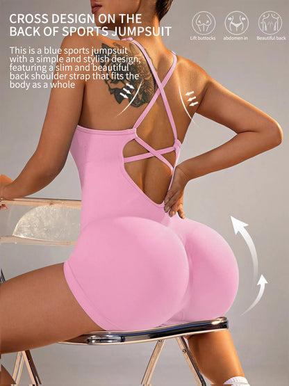Sleek one-piece yoga jumpsuit for women, stretchy and breathable fitness bodysuit ideal for workouts and yoga