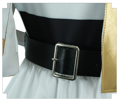 Black belt with a silver buckle on a white background