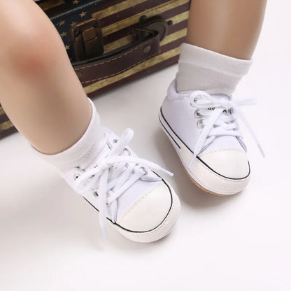Meckior baby sneakers, soft canvas shoes with non-slip rubber sole for boys and girls 0-18 months, comfortable unisex baby shoes