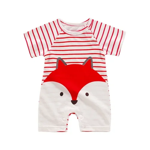 Cotton baby bodysuit with short sleeves, breathable fabric, and snap closure for newborns and infants – perfect summer babywear