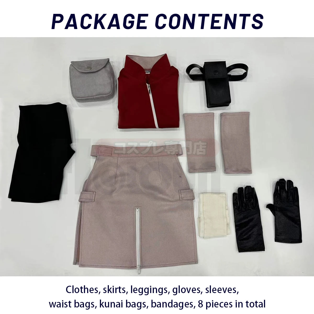 Haruno Sakura Cosplay Set – Anime Costume with Top, Skirt, Shorts & Pouch
