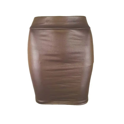 Women’s matte PU leather slim mini skirt high waist Korean streetwear nightclub fashion