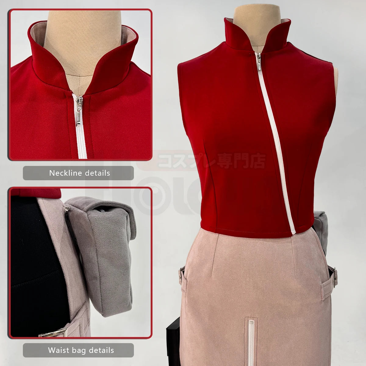 Haruno Sakura Cosplay Set – Anime Costume with Top, Skirt, Shorts & Pouch