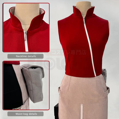 Haruno Sakura Cosplay Set – Anime Costume with Top, Skirt, Shorts & Pouch