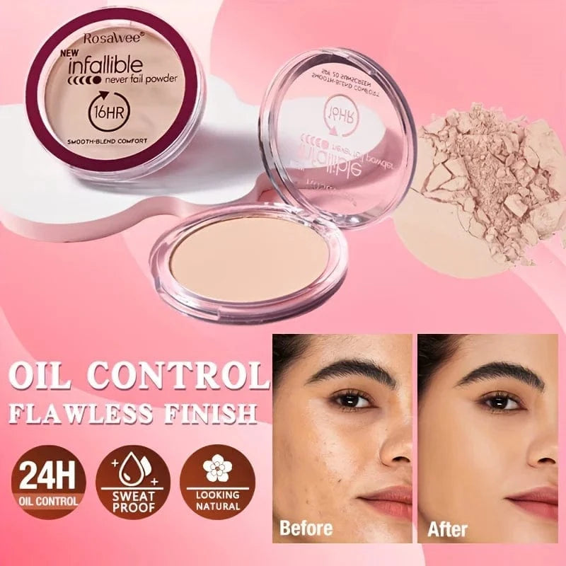 Compact matte full coverage pressed powder foundation with smooth texture

