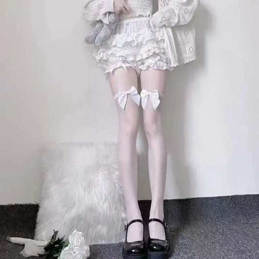 Women’s Spring & Summer Lolita Long Tube Socks – Thin JK Girl Fishnet Lace Suspenders Stockings