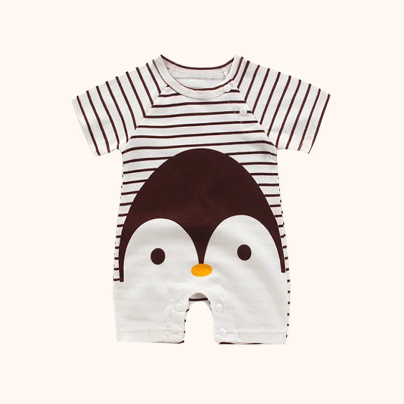 Cotton baby bodysuit with short sleeves, breathable fabric, and snap closure for newborns and infants – perfect summer babywear