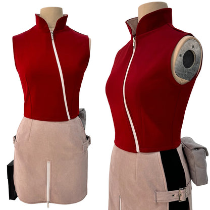 Haruno Sakura Cosplay Set – Anime Costume with Top, Skirt, Shorts & Pouch