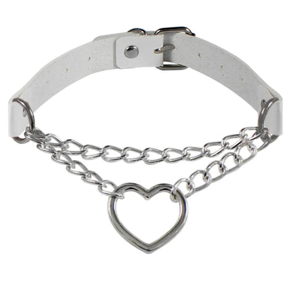 ShadowBelle PU leather punk choker set with bell, spikes, and rivets for goth and BDSM cosplay
