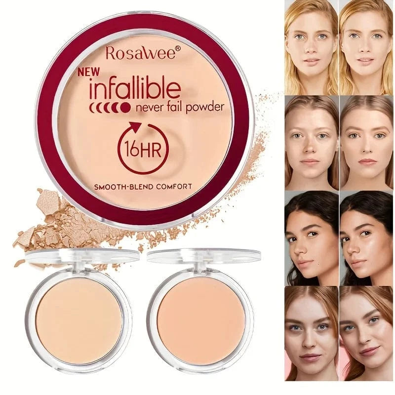 Compact matte full coverage pressed powder foundation with smooth texture

