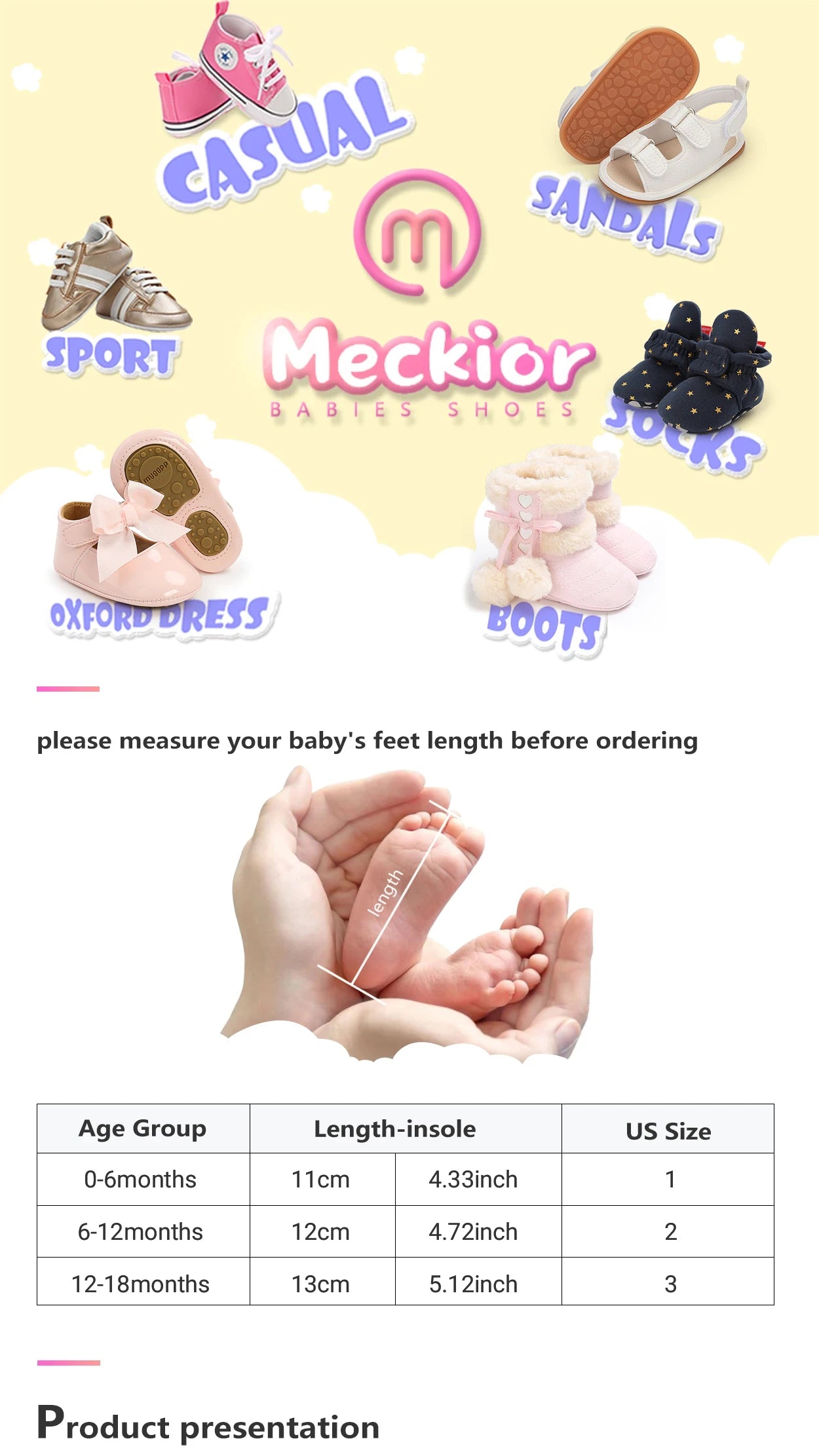 Meckior baby sneakers, soft canvas shoes with non-slip rubber sole for boys and girls 0-18 months, comfortable unisex baby shoes