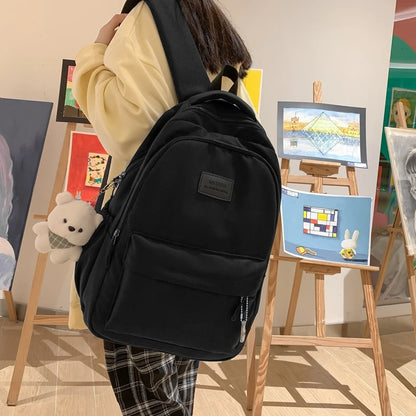 Trendy high-capacity waterproof college backpack with laptop compartment for girls