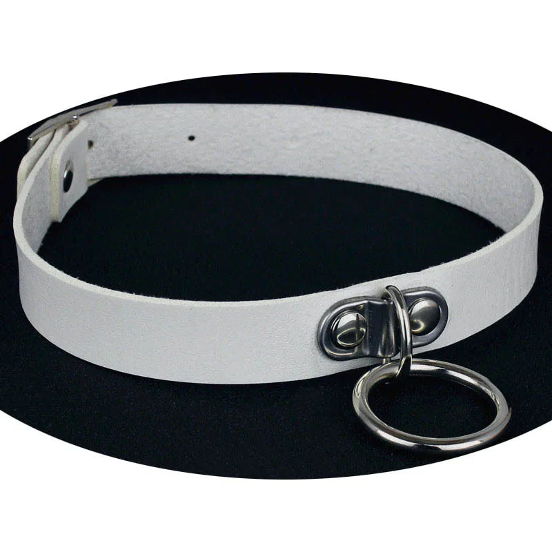 ShadowBelle PU leather punk choker set with bell, spikes, and rivets for goth and BDSM cosplay
