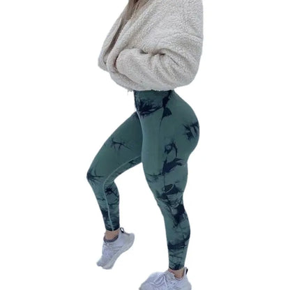 Tie Dye Seamless Peach Lift Leggings – Scrunch Butt High Waist Yoga Pants