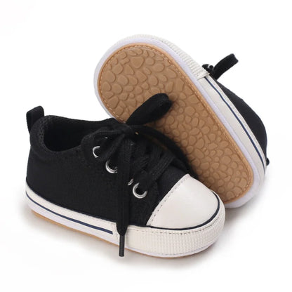 Meckior baby sneakers, soft canvas shoes with non-slip rubber sole for boys and girls 0-18 months, comfortable unisex baby shoes