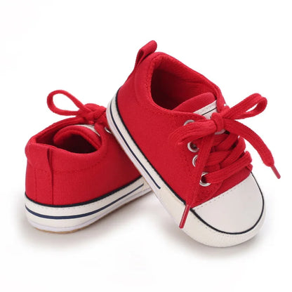 Meckior baby sneakers, soft canvas shoes with non-slip rubber sole for boys and girls 0-18 months, comfortable unisex baby shoes