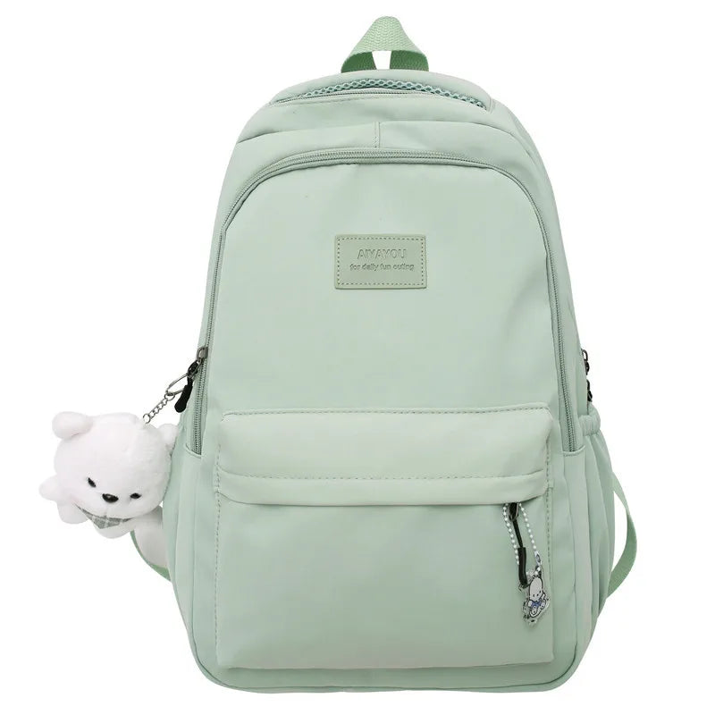 Trendy high-capacity waterproof college backpack with laptop compartment for girls