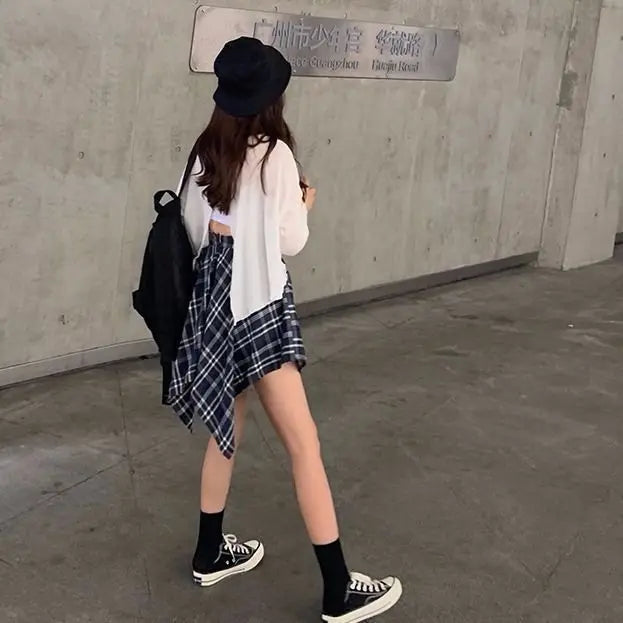 Black and white knee-high Lolita socks for women, thin breathable over-the-knee stockings