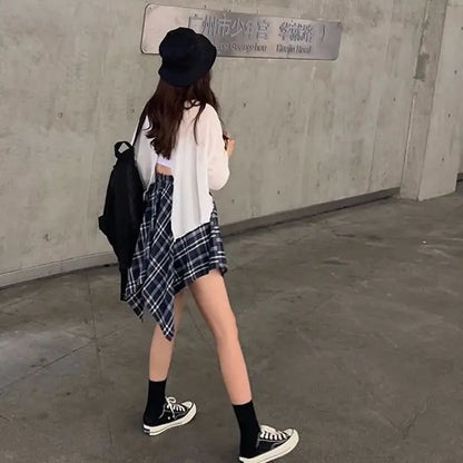 Black and white knee-high Lolita socks for women, thin breathable over-the-knee stockings